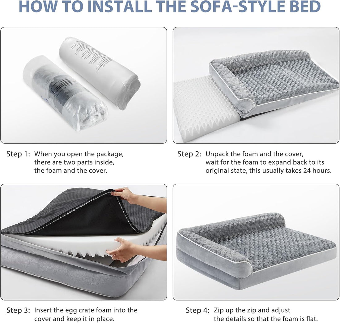 BFPETHOME Orthopedic Dog Beds for Large Dogs-Waterproof Sofa Dog Bed