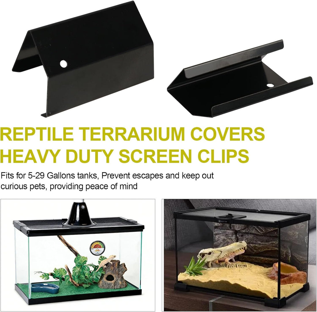 4 Pack Reptile Terrarium Covers Heavy Duty Screen Clips for Zilla