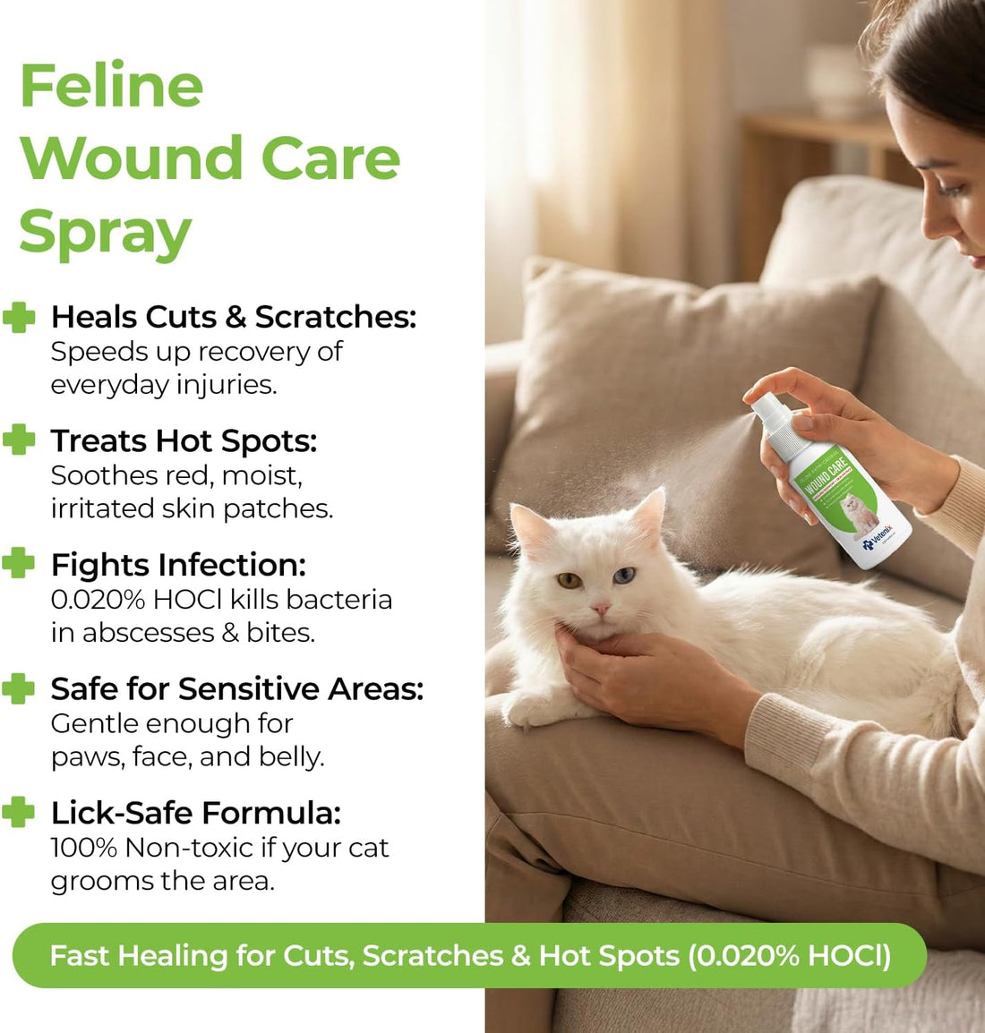 Vetenix Cat Wound Care Spray Feline Healing Aid, Skin Repair for Cuts