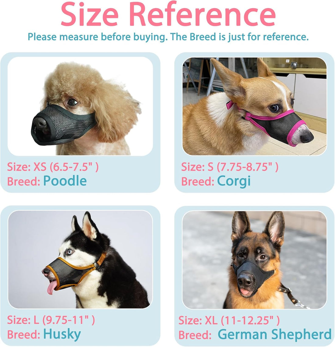 LUCKYPAW Dog Muzzle for Large Medium Small Dogs German Shepherd