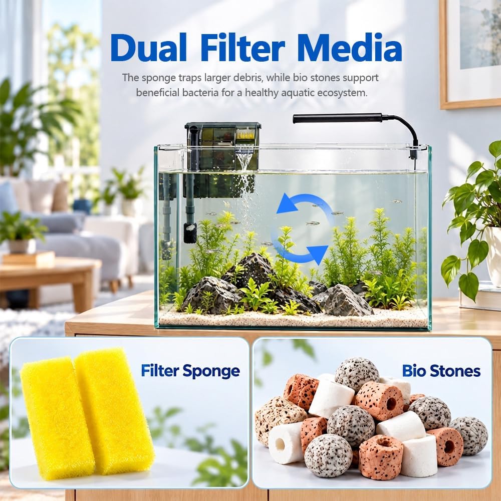 10 Gallon Fish Tank Set Glass Aquarium Kit Starter Set