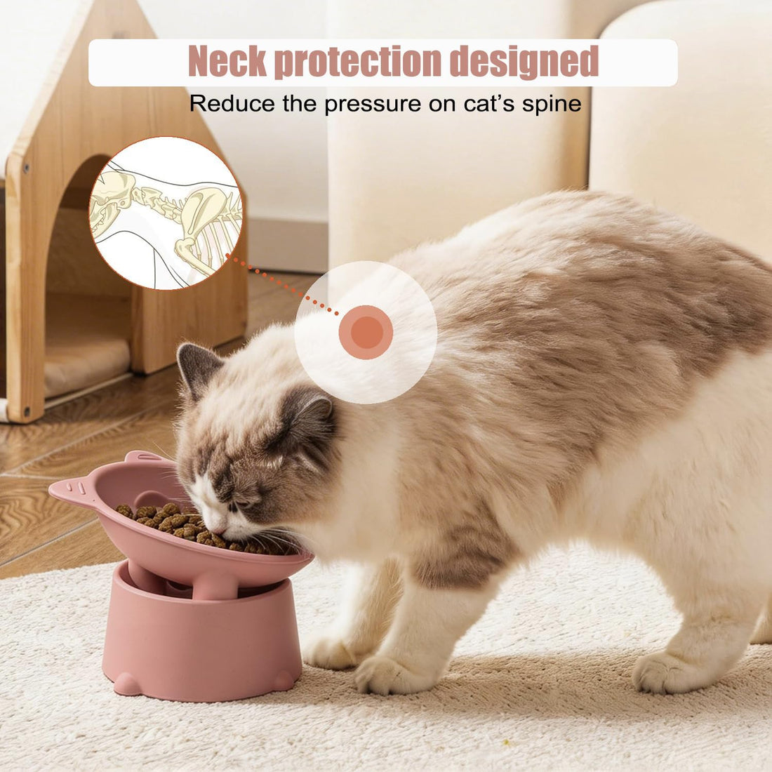 Raised Slow Feeder Cat Bowl, Silicone Elevated Tilted Cat Slow Feeder