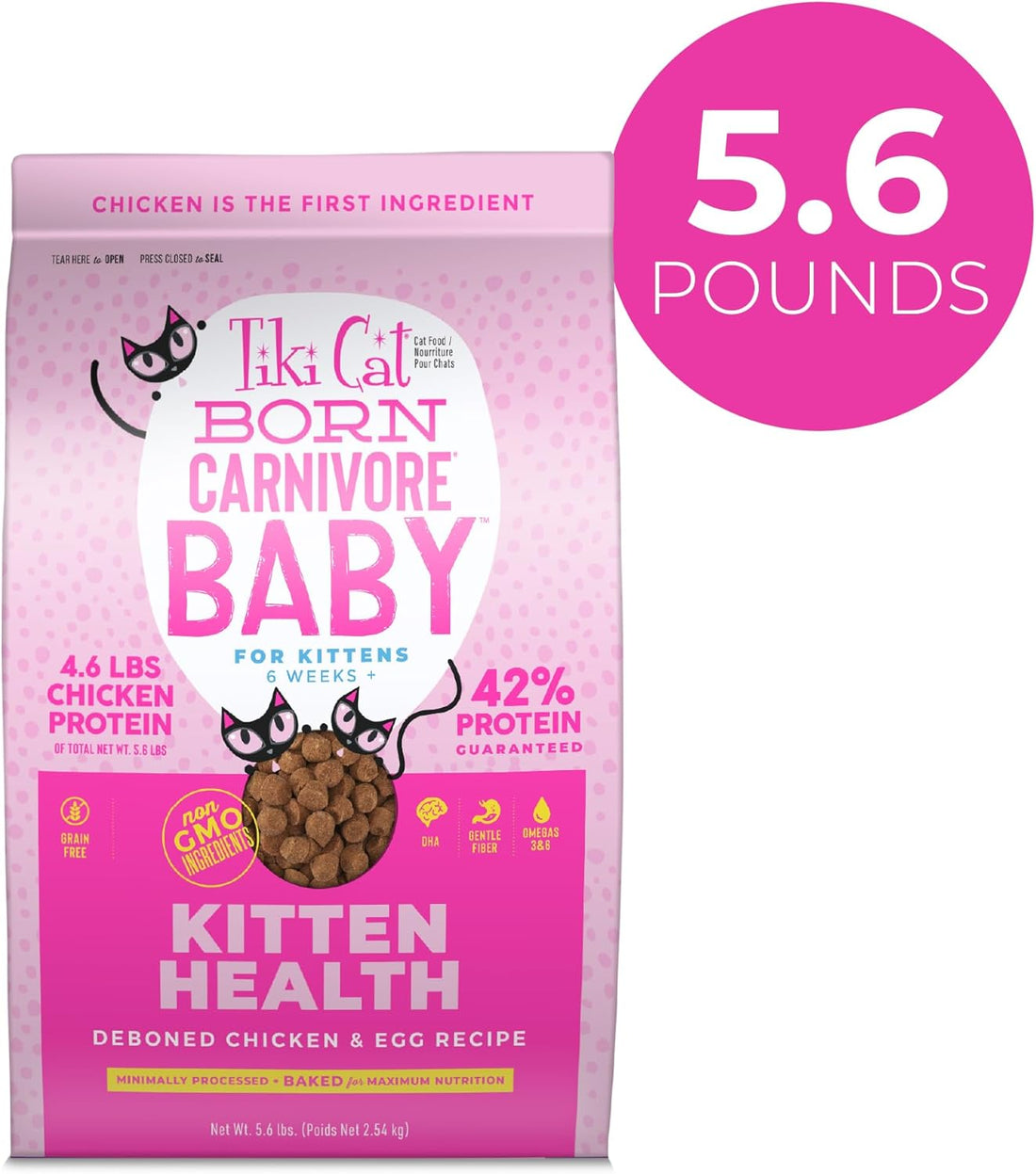 Tiki Cat Born Carnivore Baby Dry Cat Food, Chicken & Egg, 2.8 lb Bag