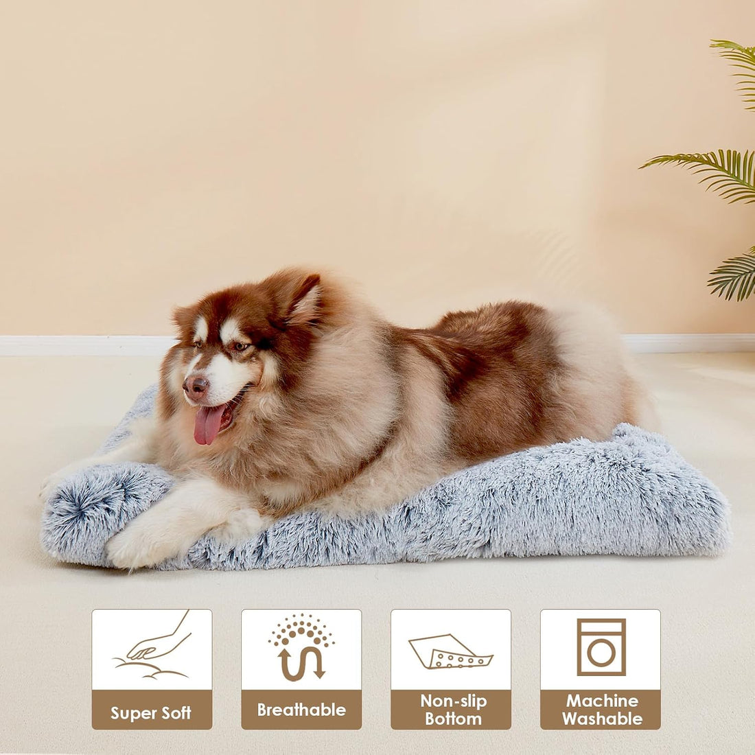 EHEYCIGA Fluffy Dog Crate Bed, Plush Extra Large Plus Dog Pillow