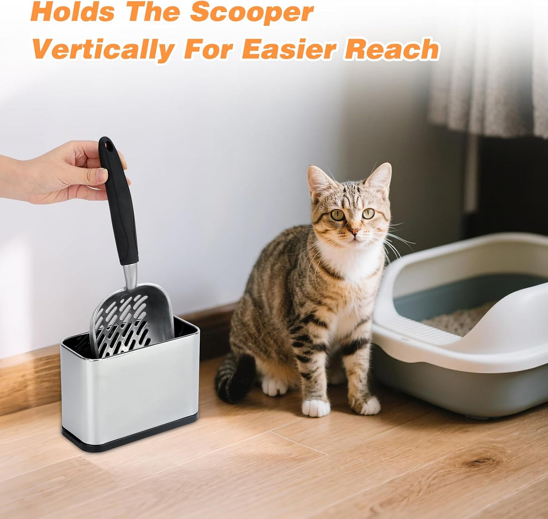 Universal Cat Litter Scoop Holder, Stainless Steel Scooper Caddy
