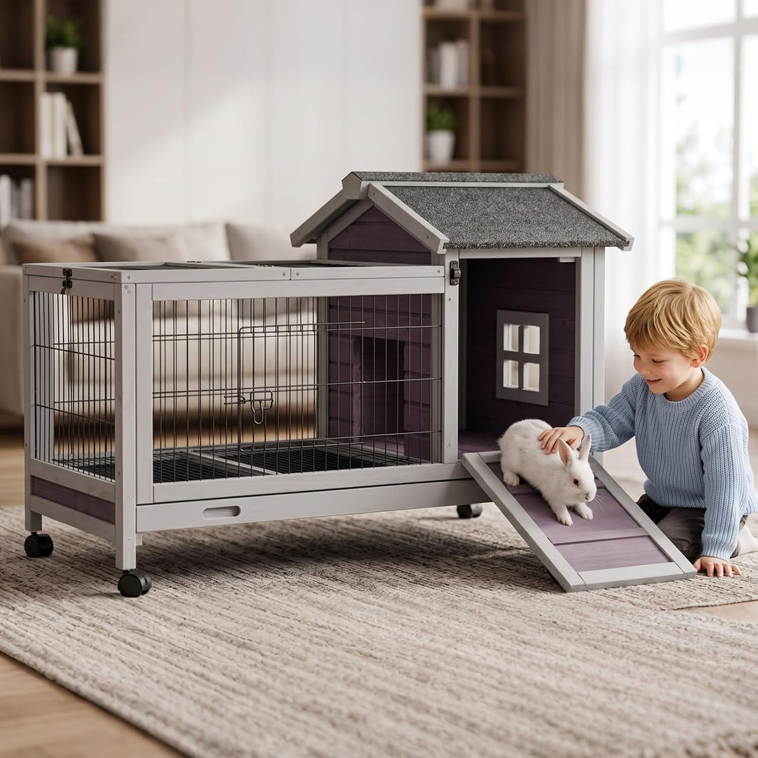 Aivituvin Rabbit Cage Indoor for 1-2 Bunnies