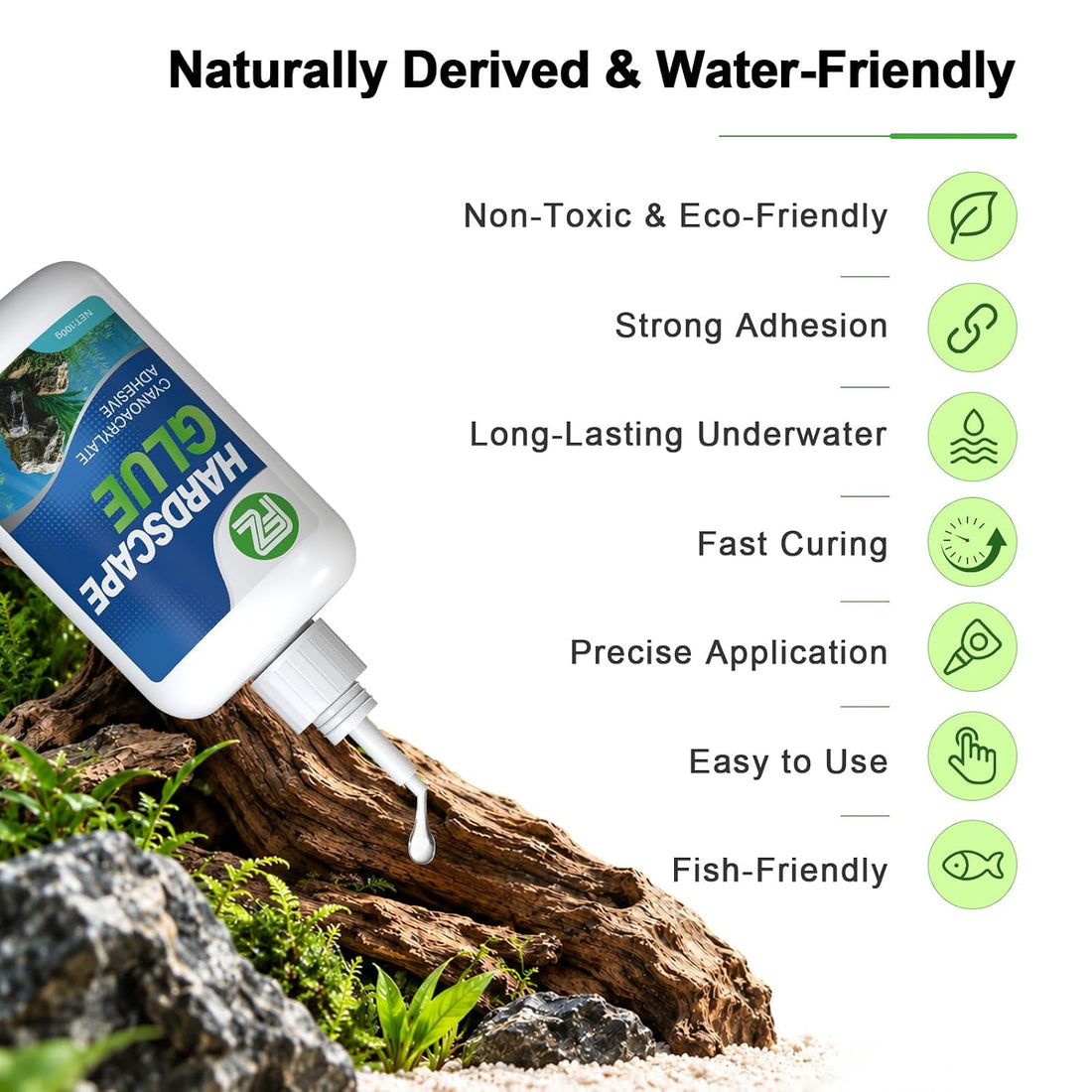 FZONE Aquarium Glue,Liquid Glue for Aquascaping Rocks
