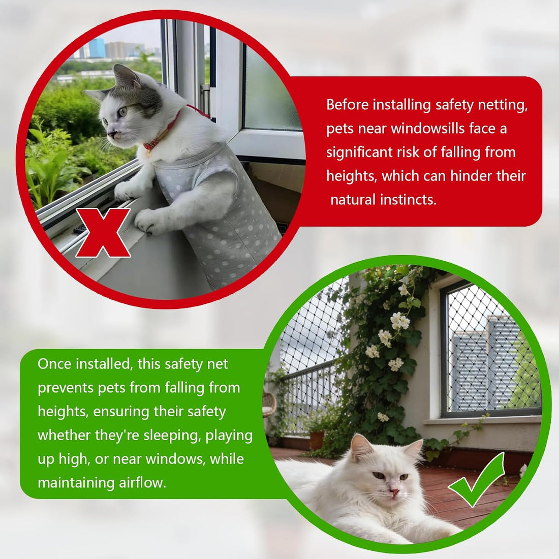 Cat Balcony Netting, Cat Net Pet Anti-Fall Safety Netting,10x6.6ft