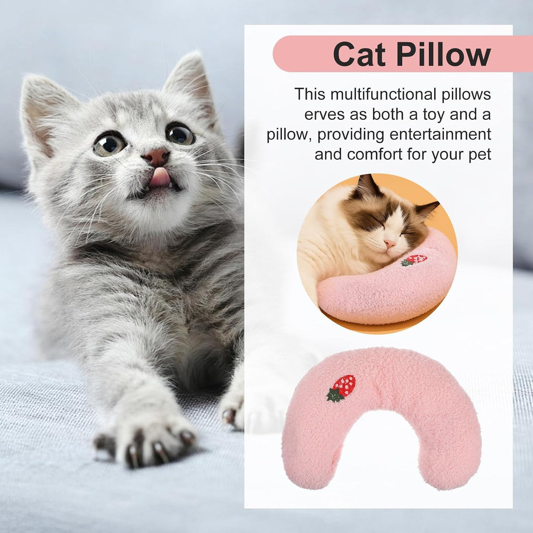 U-Shaped Pillow for Pets Pet Calming Pillow, Half Donut Cuddler