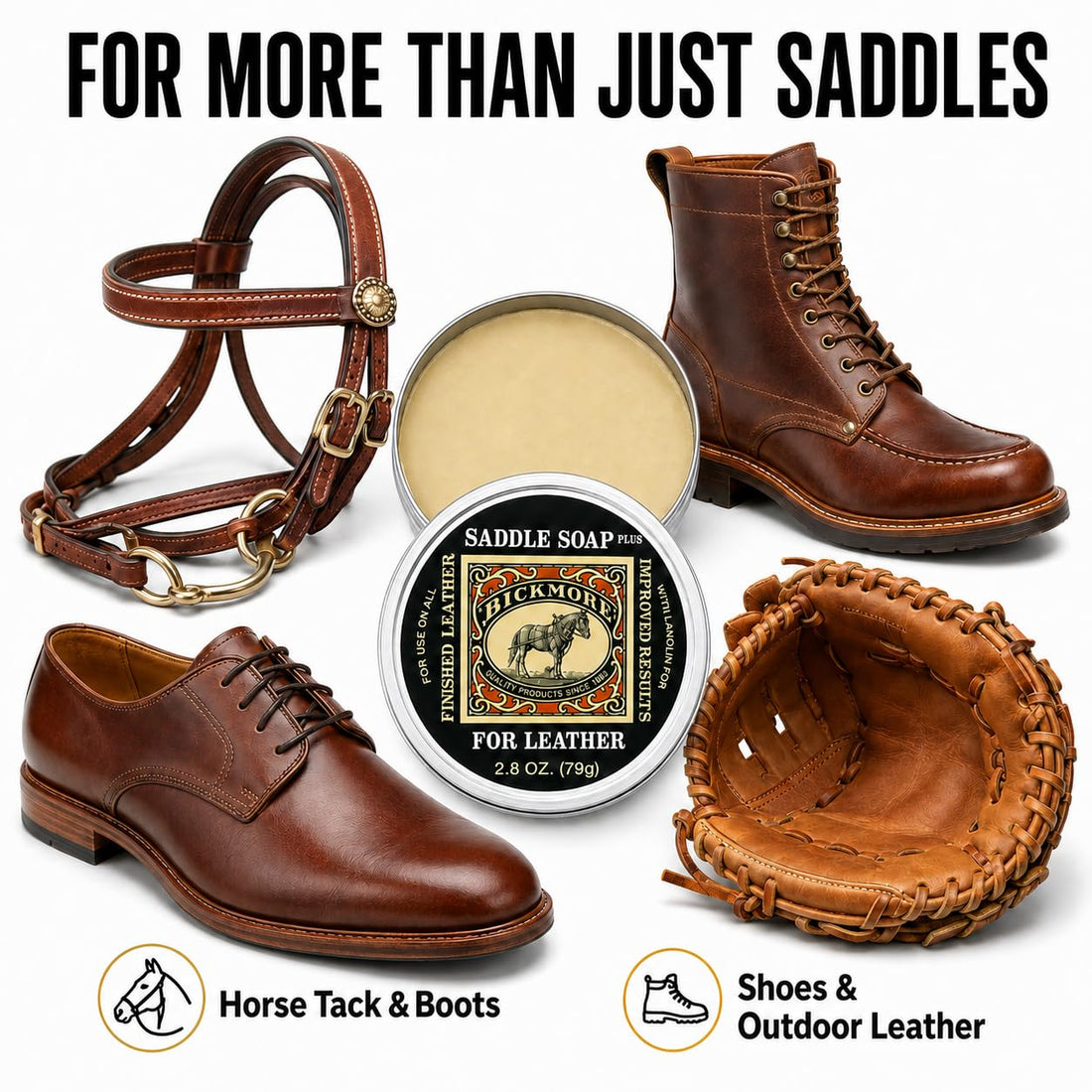 Bickmore Saddle Soap Plus 2.8 oz, Cleaner & Conditioner