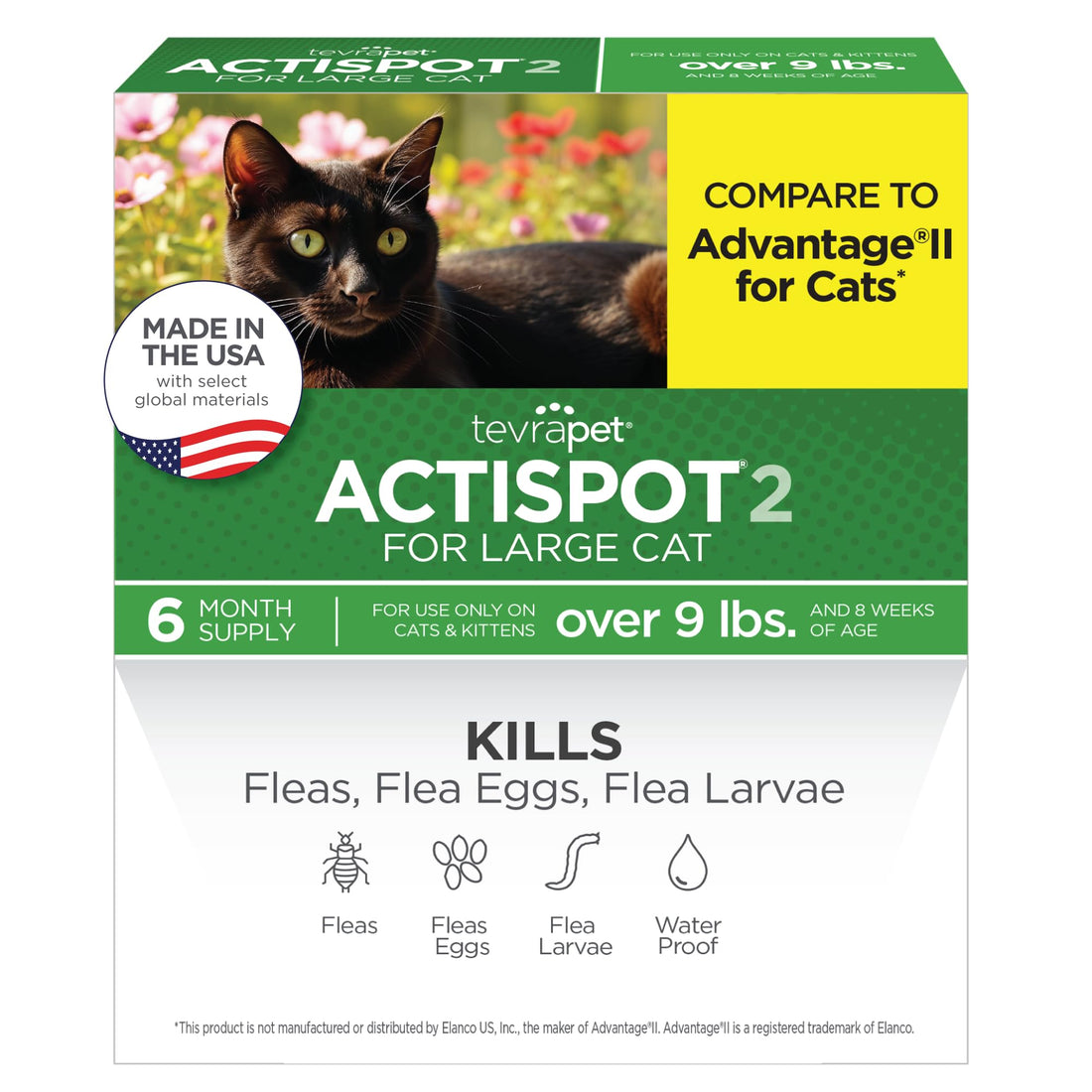 TevraPet Actispot II Flea Treatment for Large Cats 9+ lbs | 6 Doses