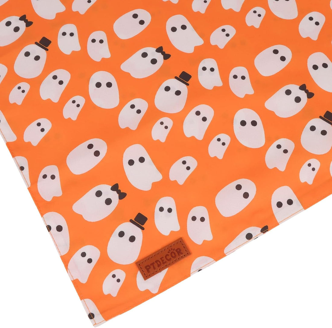 PTDECOR Halloween Dog Bandanas, Classic Skeleton Ghost Pet Scarf