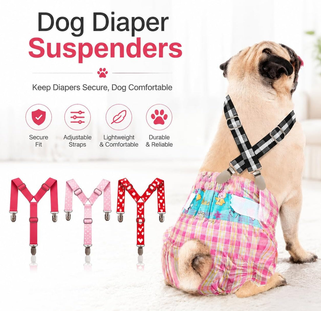 3 Pack Adjustable Dog Diaper Suspenders for Female Male Small Medium