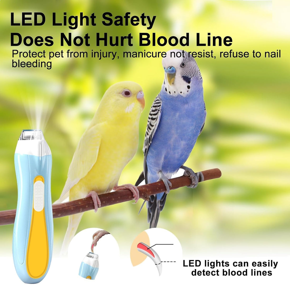 Bird Nail Grinder,Bird Nail Trimmer,Bird Beak Trimmer with LED