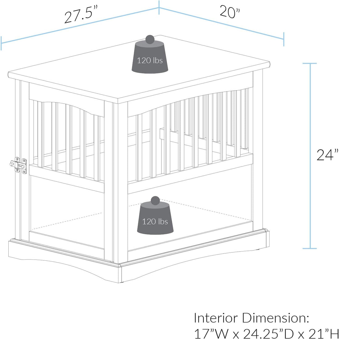 Casual Home Wooden Indoor Dog Crate House Kennel End Table Night