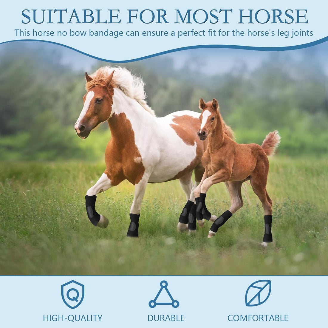 Set of 4 Horse No Bow Bandage 3D Contoured Standing Wrap Bandages
