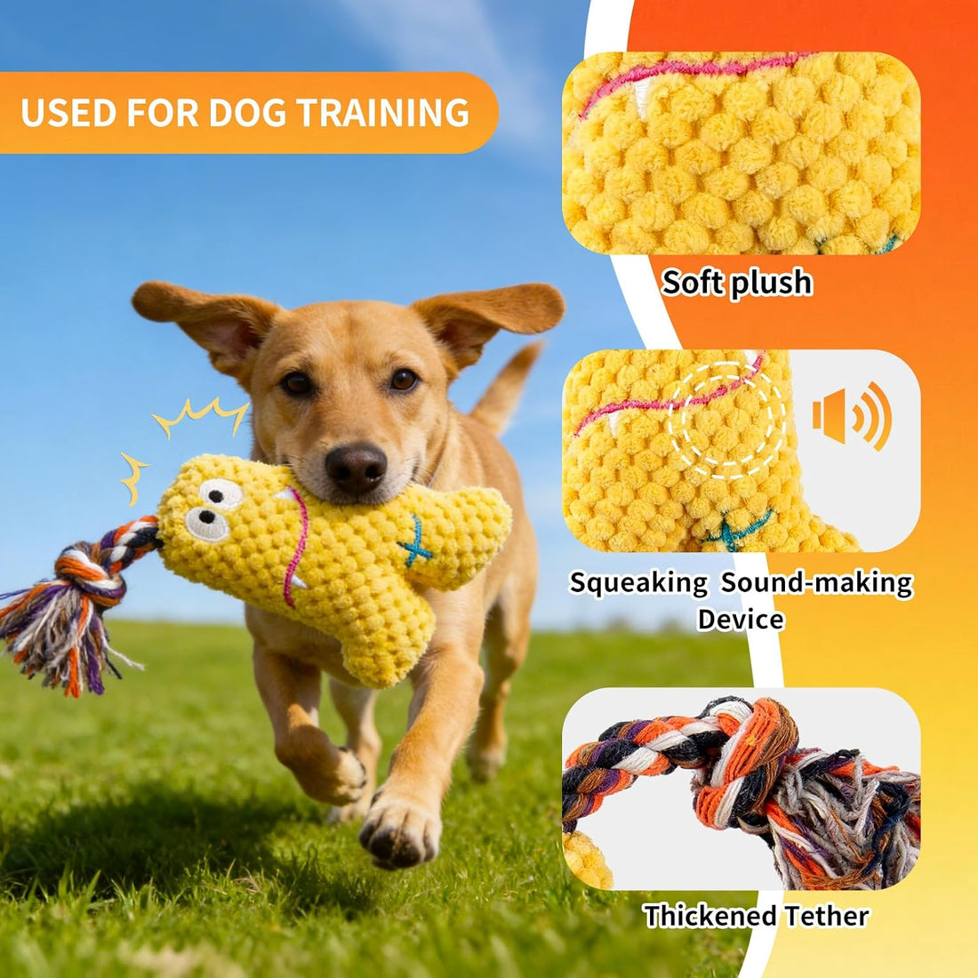 Flirt Pole for Dogs with Squeaker & Rope – Includes XL Carry Bag