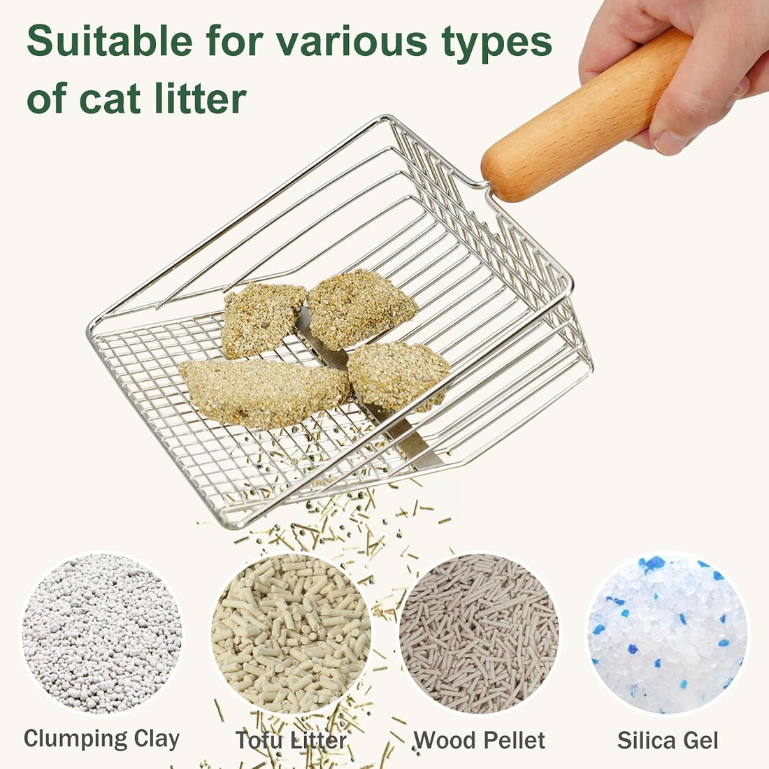 XBX Cat Litter Scoop with Holder, Heavy Duty Litter Sifter