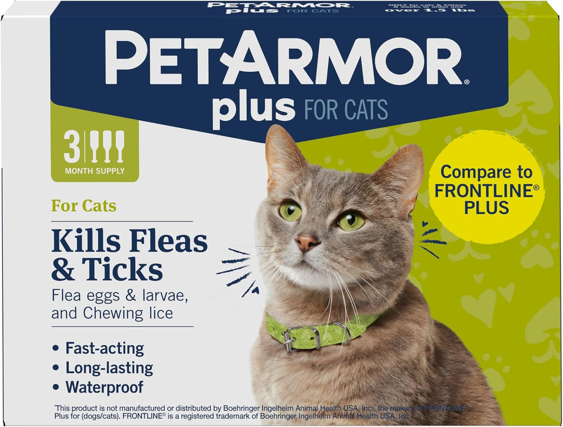 PetArmor Plus Flea & Tick Topical Cats 1.5 lbs+, 3-Month