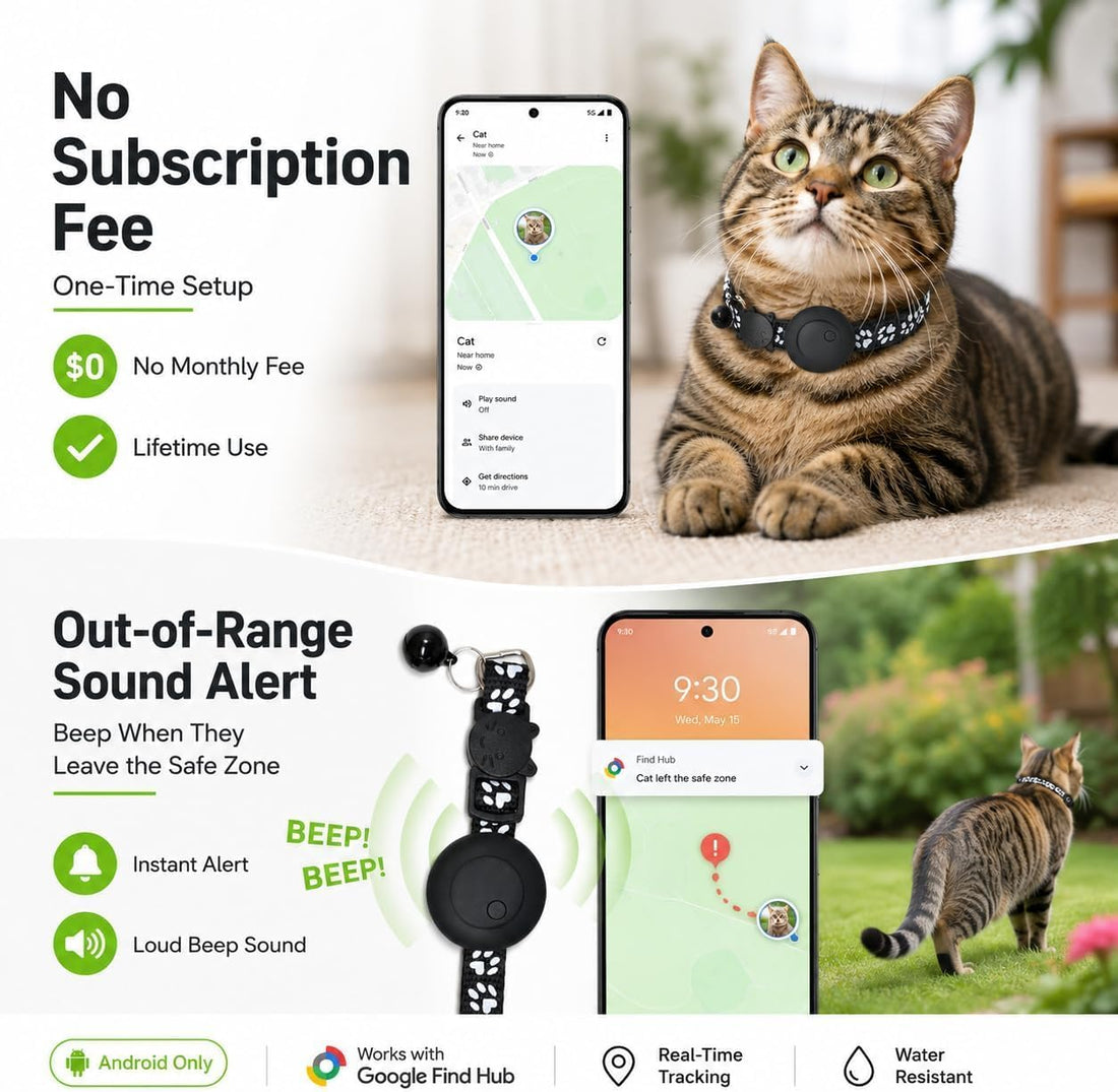 Pet Tracker,GPS Collar for Cats Smart tag,Waterproof Compatible