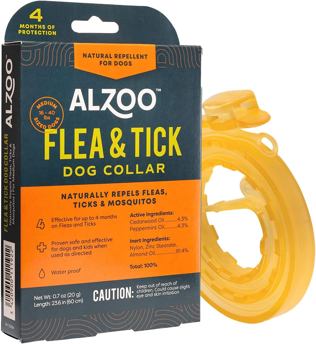 ALZOO Plant Based Flea & Tick Dog Collar - Helps Repel Fleas