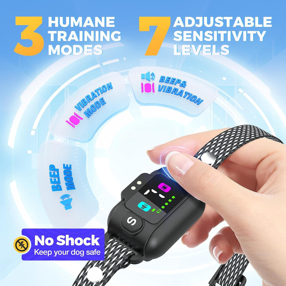 PcEoTllar Bark Collar for Small Dogs, Beep & Vibration Mode