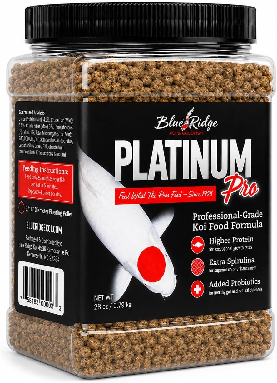 Blue Ridge Koi Platinum Pro 41% Protein Fish Food, 3/16" Pellets
