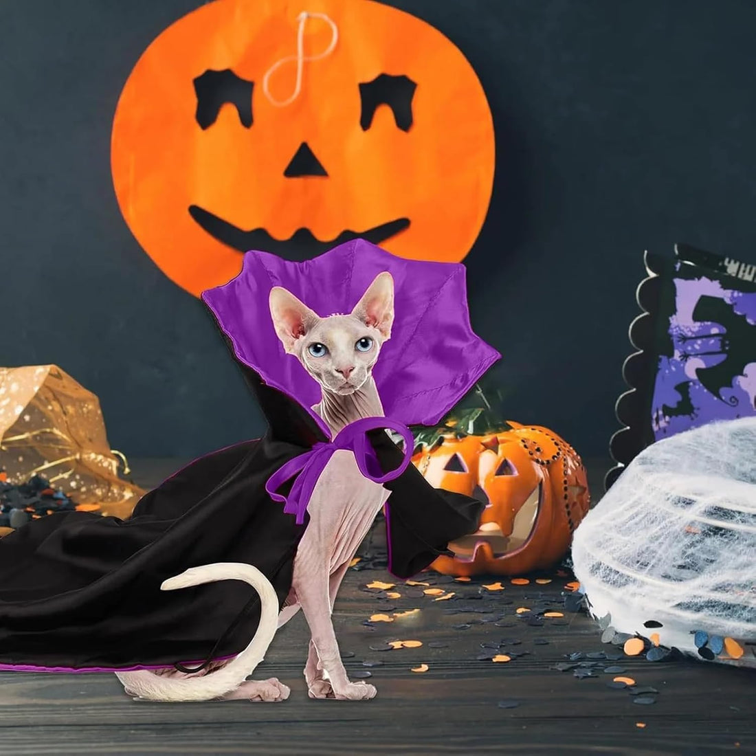 Qiansail Cat Cape Vampire Cloak Halloween Dog Costume Pet Cosplay