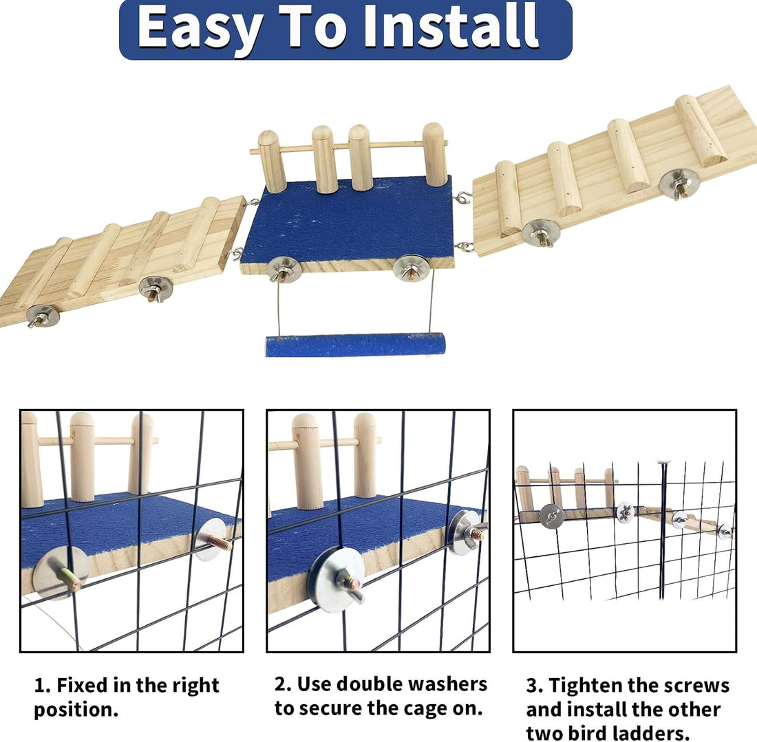 FlidRunest Bird Toy, Parrot Perch Platform with Swing and Ladder