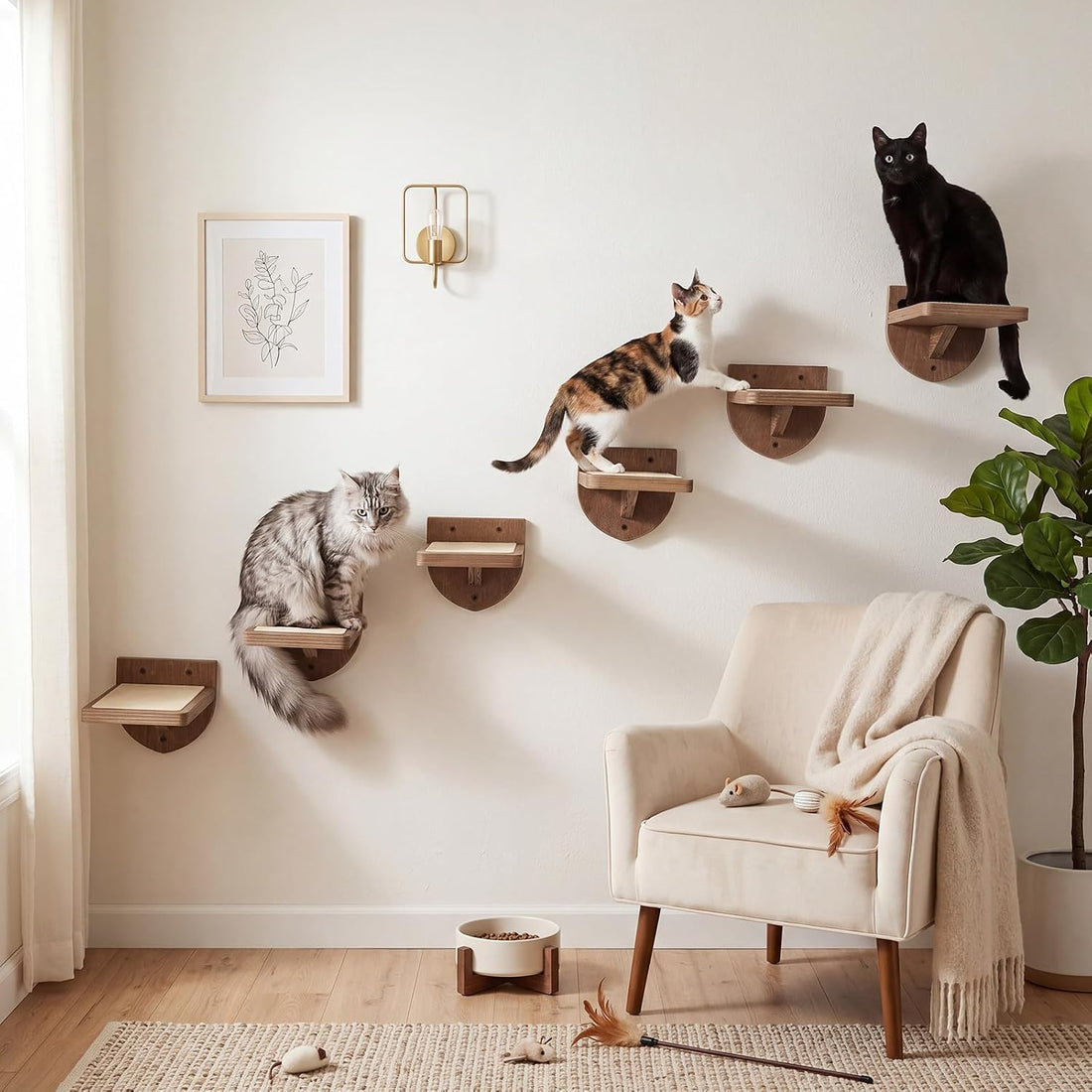 SiliFine Cat Wall Stairs Climbing Steps, Set of