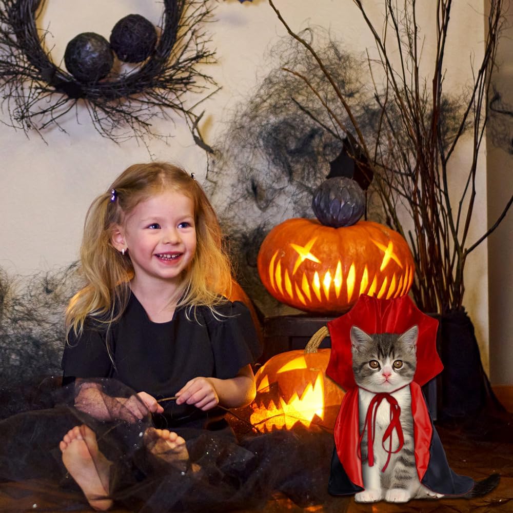 Halloween Cat Costume Vampire Cape for Small Medium Dogs Cats Witch