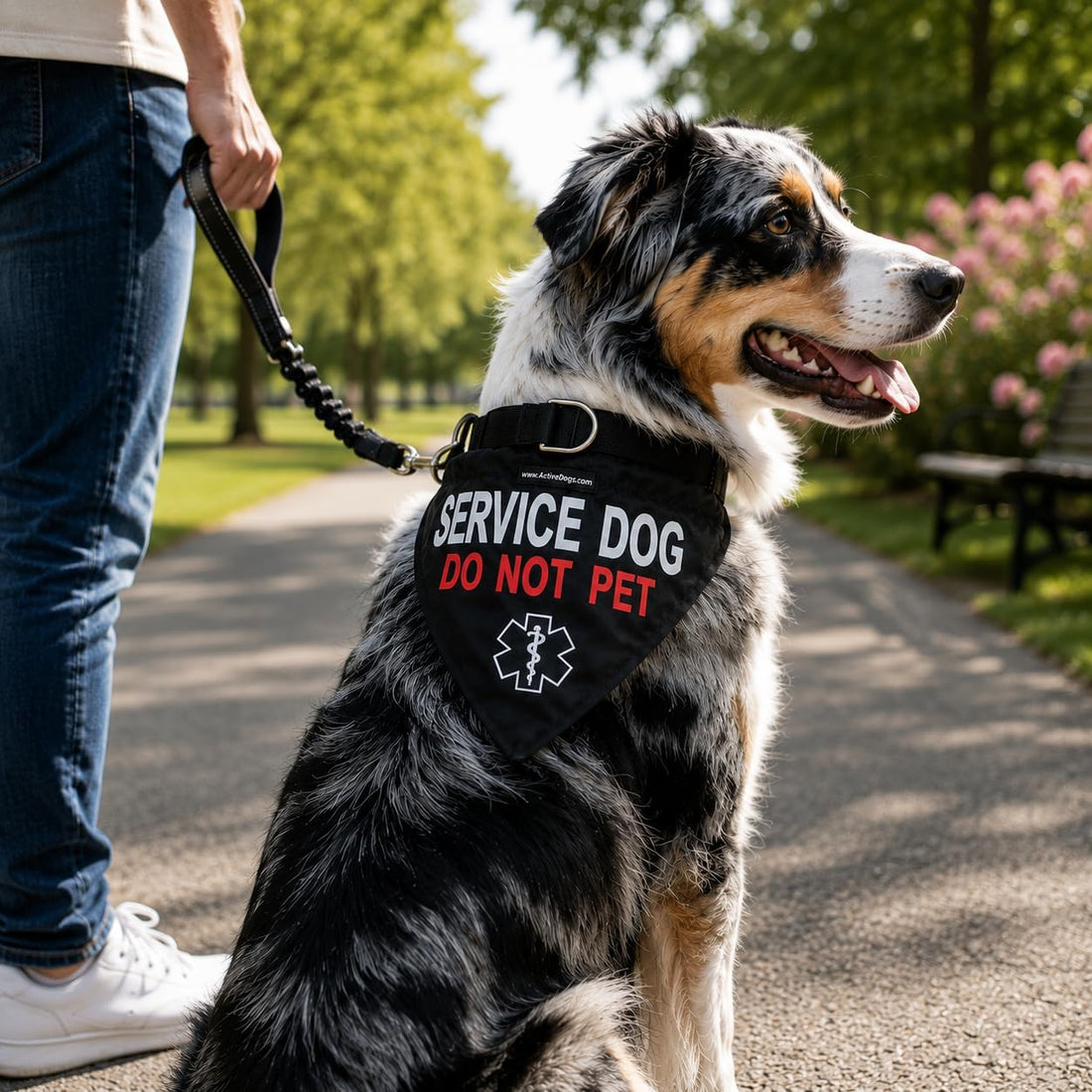 ActiveDogs Service Dog Bandana Collar, Do Not Pet, Reflective Nylon