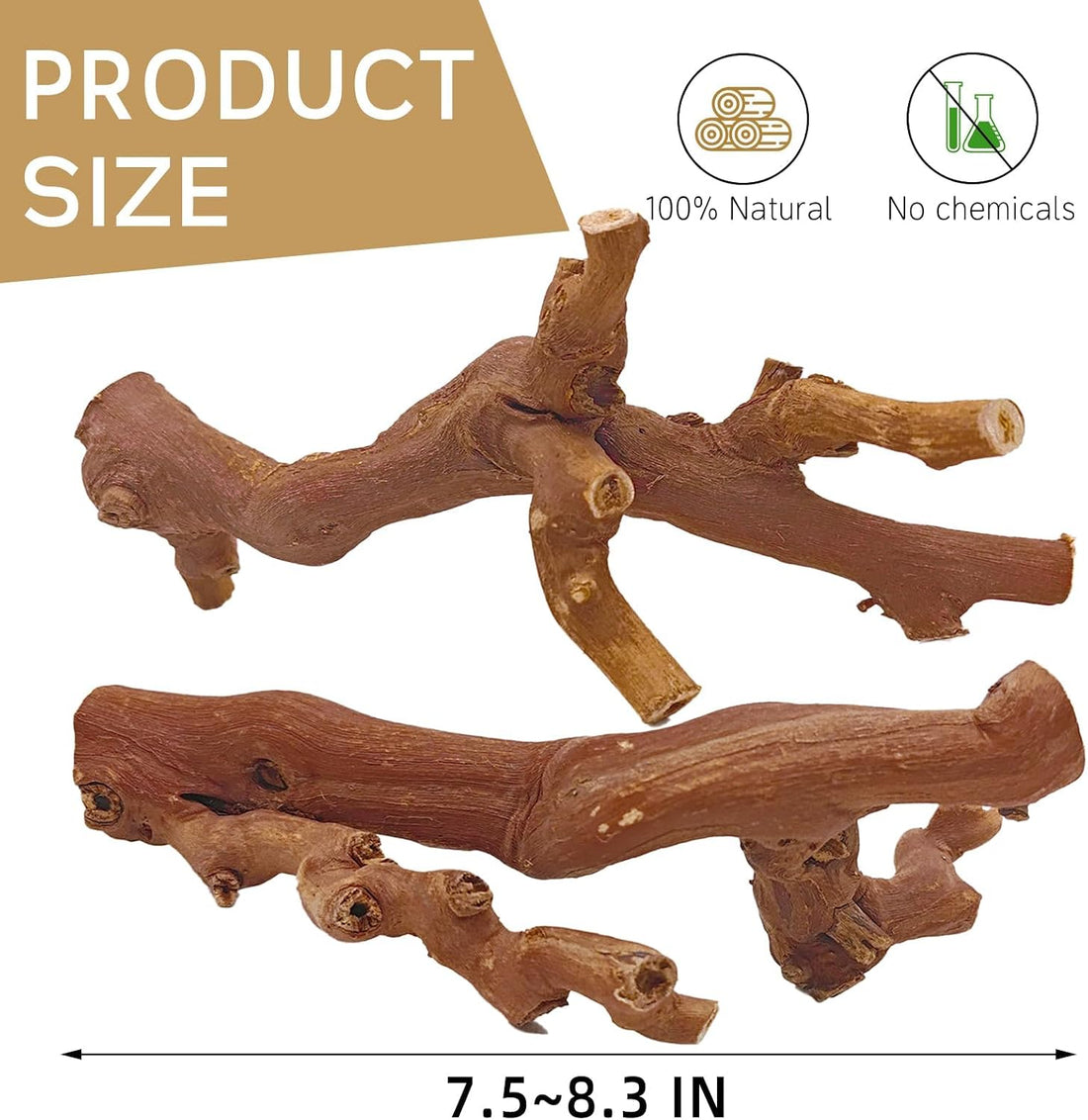 kathson 2Pcs Wood Hamster Climbing Branch Decor,Rat Climbing Chewing