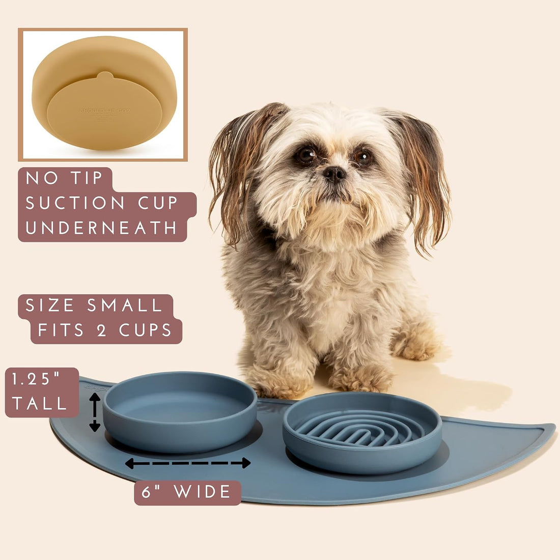 The Perfect Dish - Silicone Dog Bowl for Food & Water, 6" x 1.25"