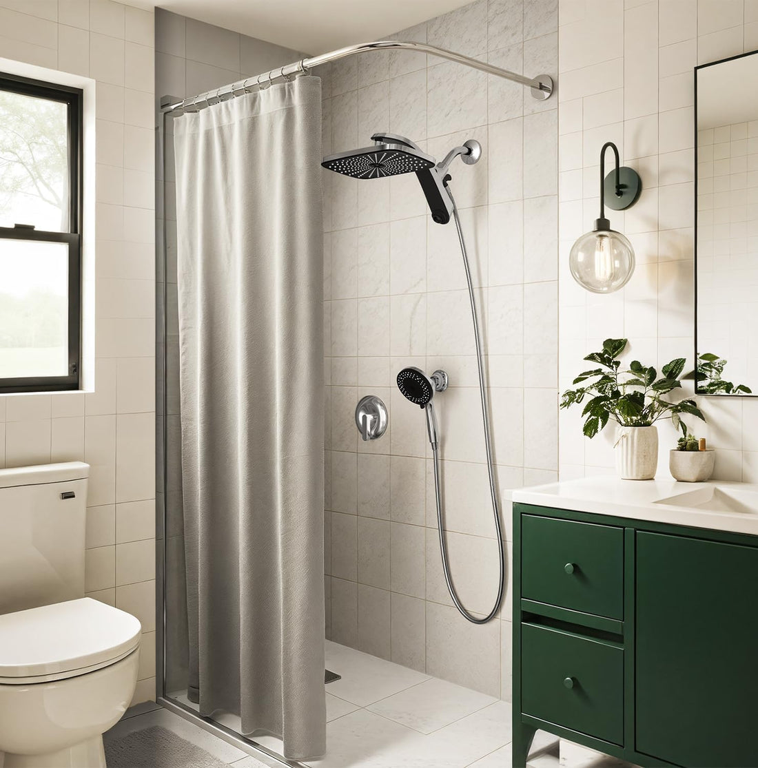 Rain Shower Head with Handheld Showerhead, Chrome 1.8GPM