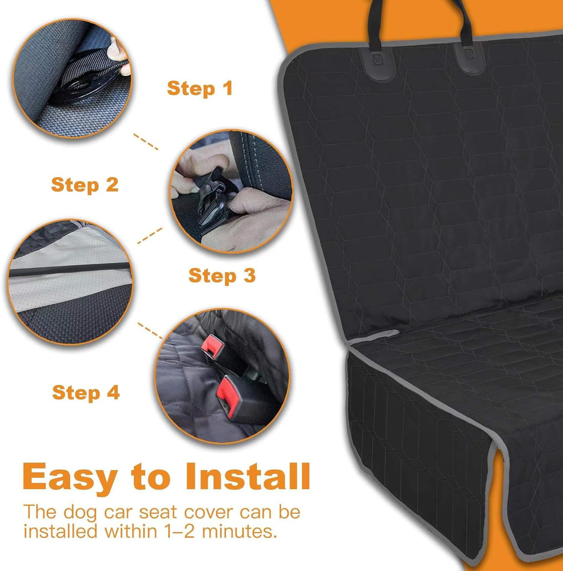 Reliadura Dog Car Seat Cover for Back Seat,Washable Bench Seat Cover