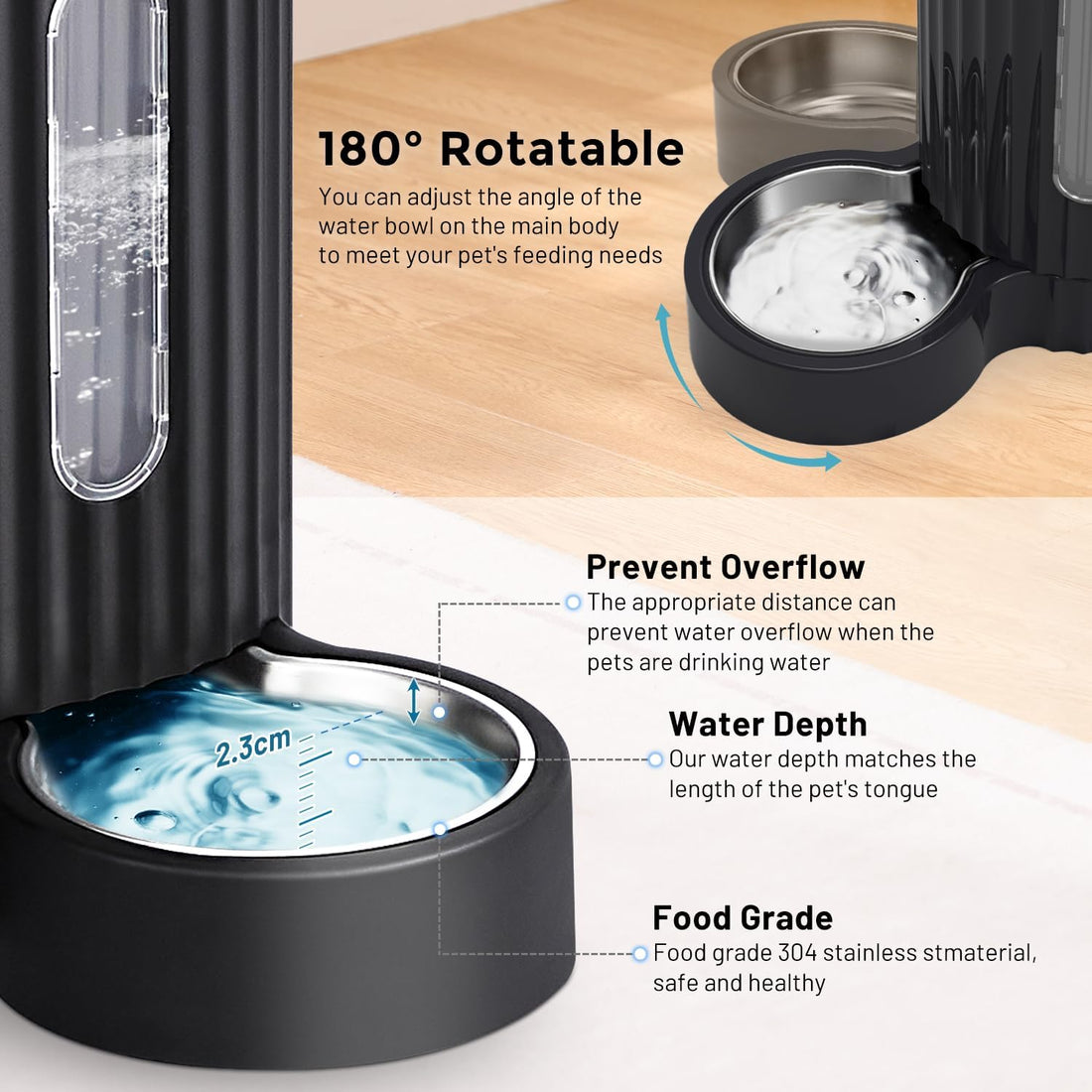 ZOMISIA Gravity Cat Food and Water Dispenser Set with 304 Stainless