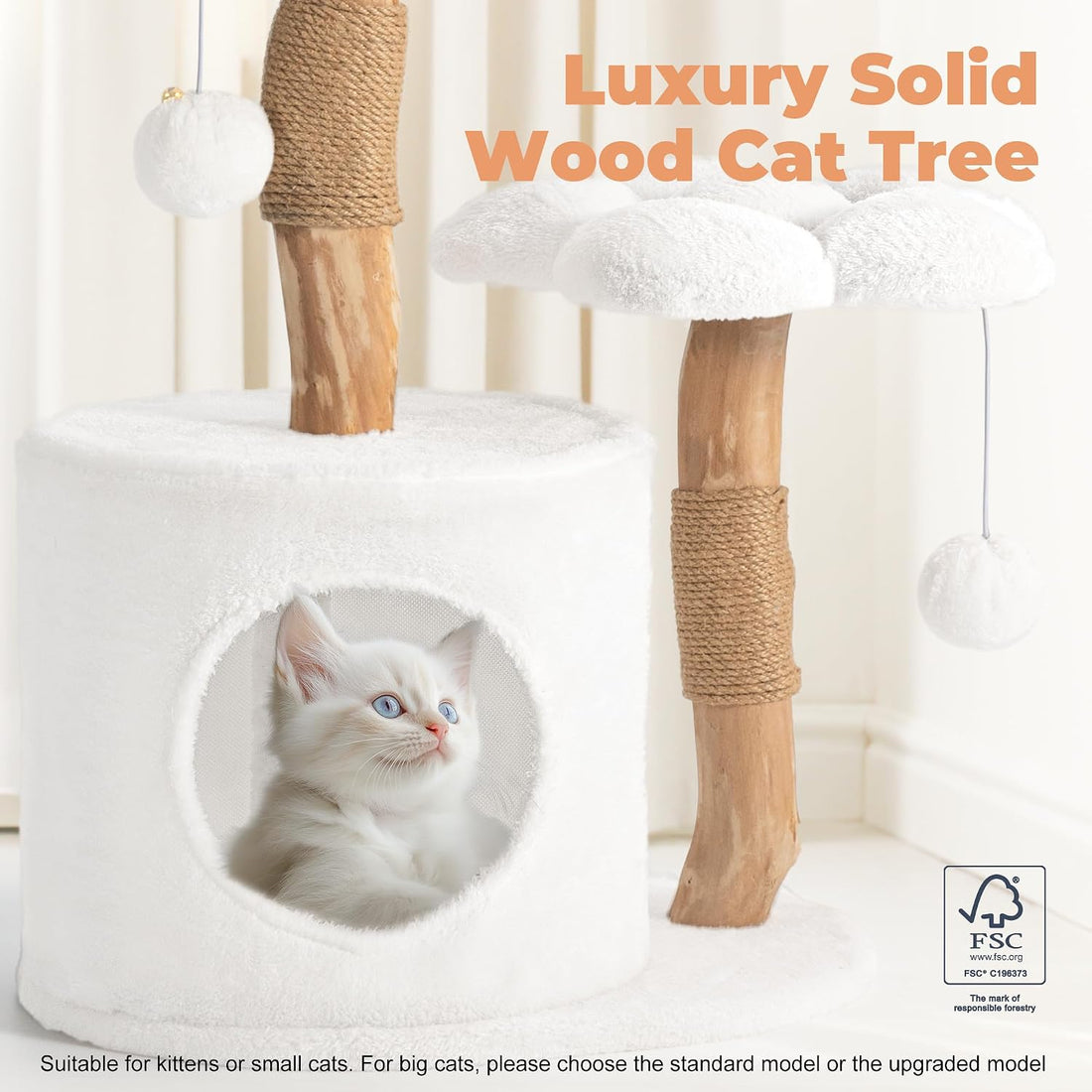 Easyego Modern Cat Tree, 26.3" Aesthetic Wood Cat Tree Tower