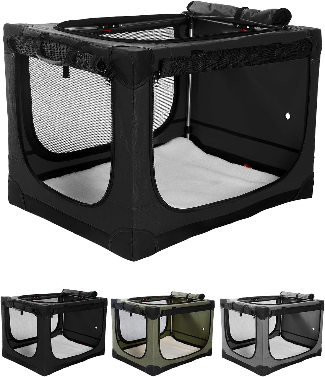 Veraste 33 in Collapsible Dog Crate for Medium Large Dogs, 4 Door