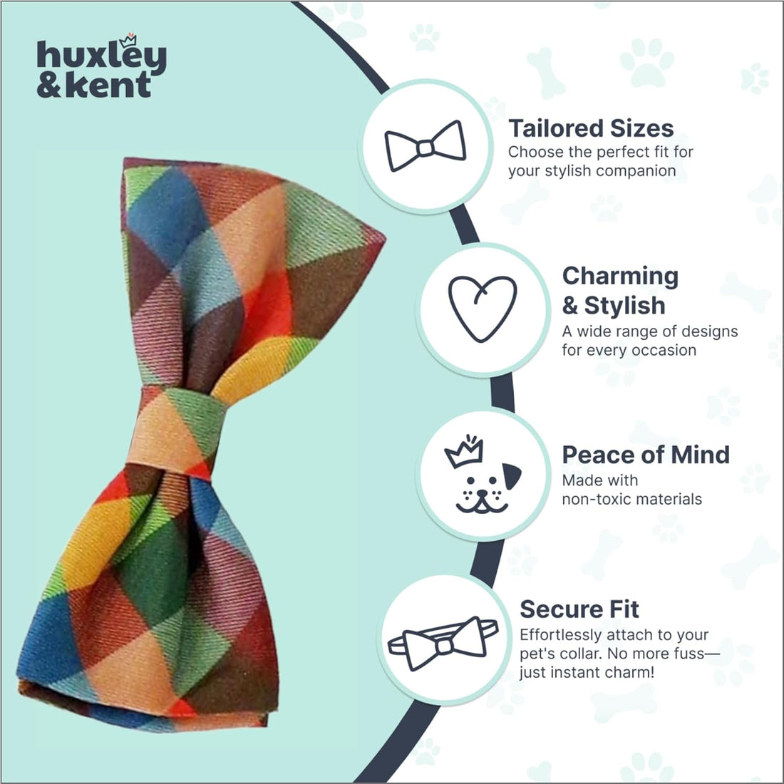 Huxley & Kent Pet Bow Tie for Dogs & Cats, Fall Check, Small/Medium