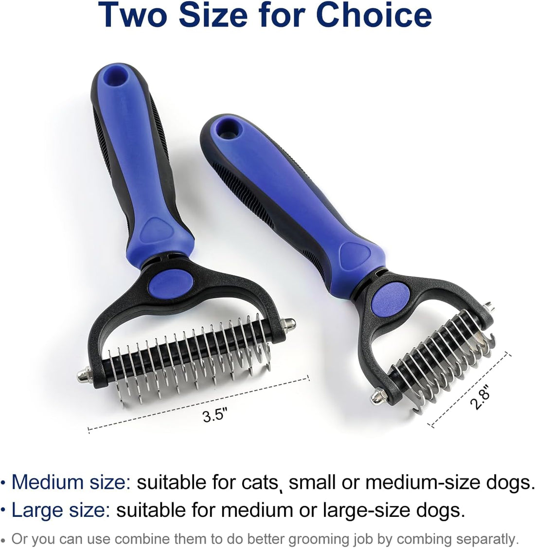 WePet Grooming Rake for Dogs & Cats, Double-Sided Deshedding Brush