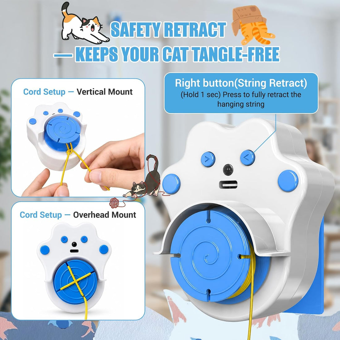 Interactive Cat Toy for Indoor Cats, Rechargeable Door Hanging Cat Toy