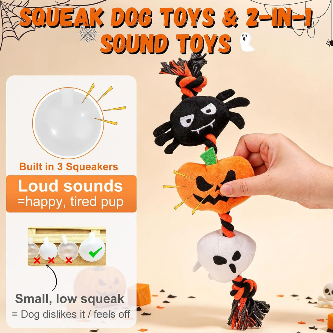 BEAUTYZOO Halloween Squeaky Dog Toy for Small Dog to Keep Them Busy