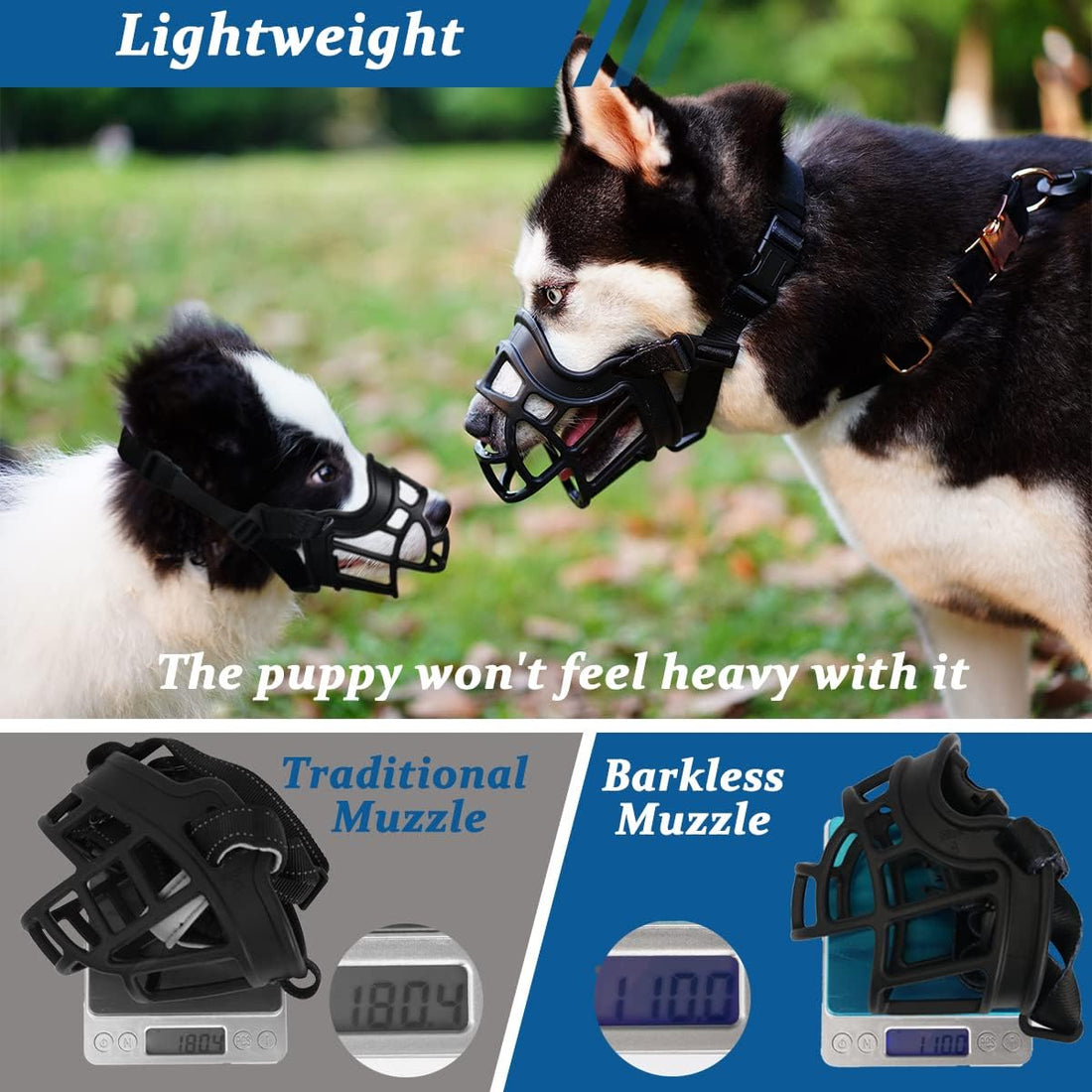 BARKLESS Dog Muzzle, Basket Muzzle Anti Biting Chewing for Medium
