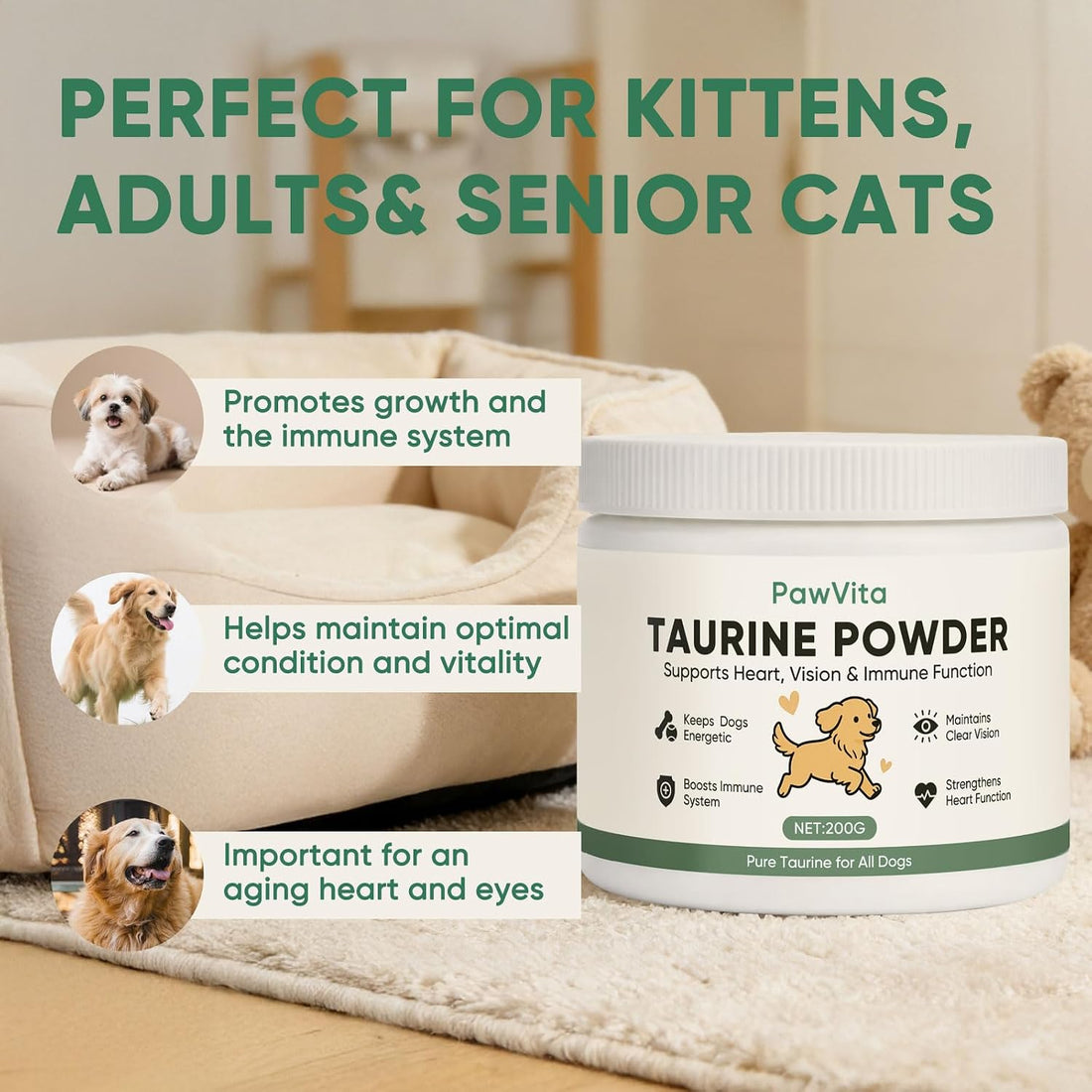 PawVita Pure Taurine Powder, Taurine Supplement for Dogs