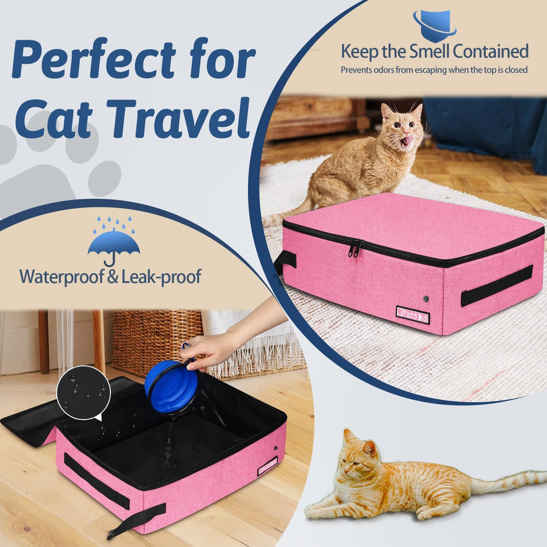 Petskd Portable Cat Travel Litter Box with Lid