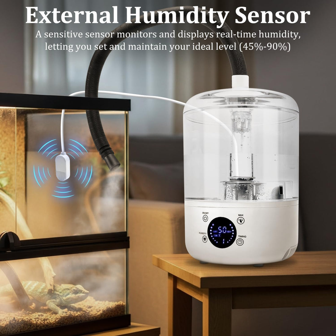 4L Reptile Humidifier Fogger, Humidity Sensor, Timer, 3 Mist Levels