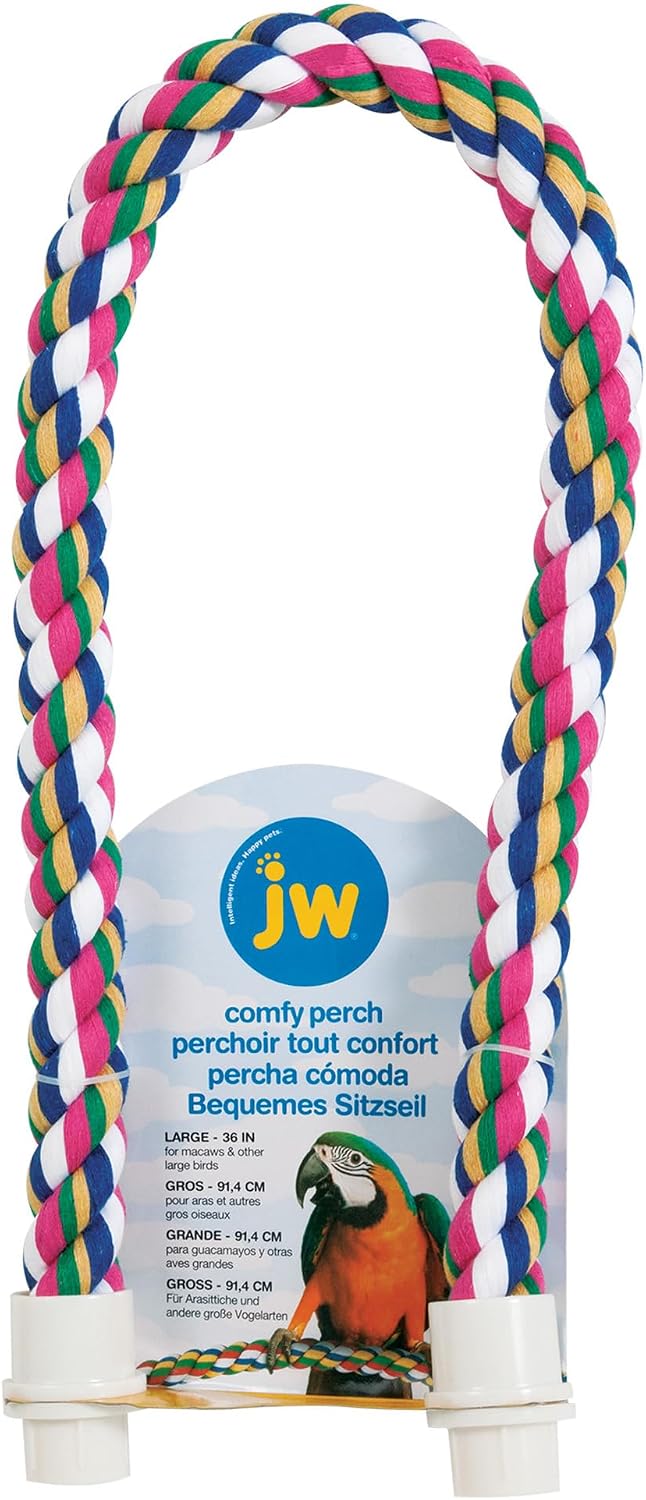 JW Pet Comfy Perch For Birds Flexible Multi-color Rope, Large