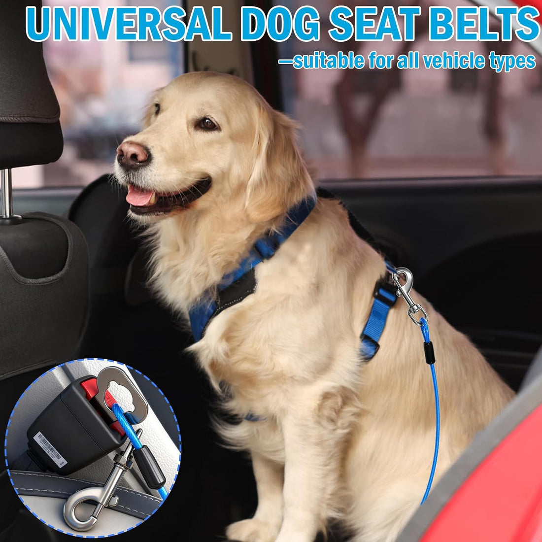 HaiYUAN Dog Car Safety Harness,16 Inch/40 cm Double Clips Seatbelt