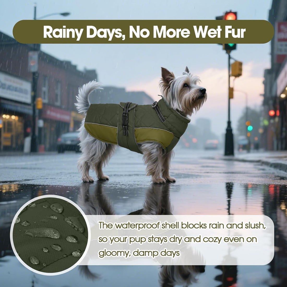 QBLEEV Warm Dog Jacket, Waterproof Dog Winter Coat with Harness
